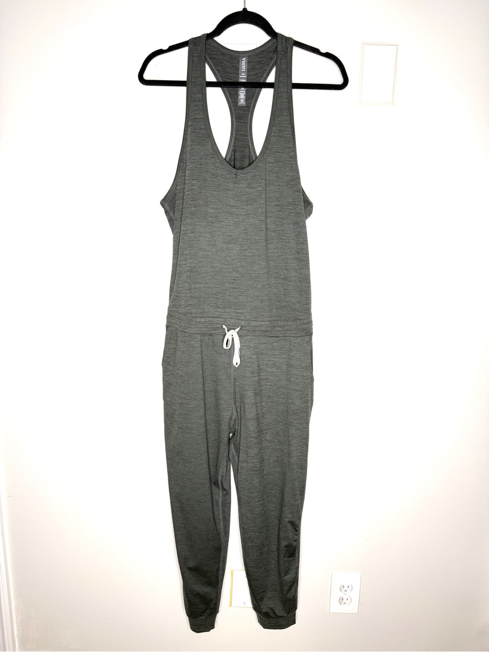 Vuori Lux Jumpsuit Racerback Jogger One Piece Soft Stretchy In Gray Size M
